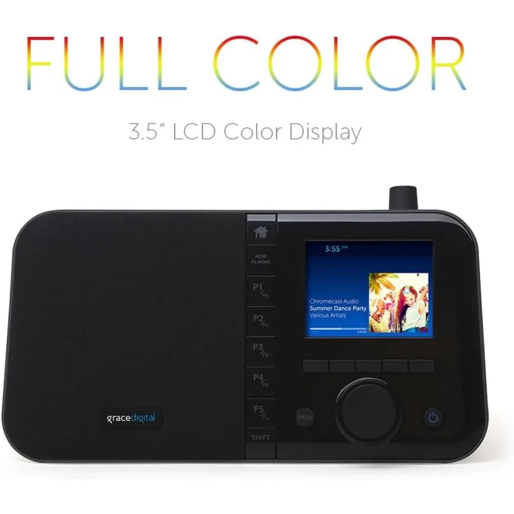 HOME.Mondo Elite Smart Internet Radio, Bluetooth, Wi-Fi, 7-Day Alarm – Microphone-Free (Black)