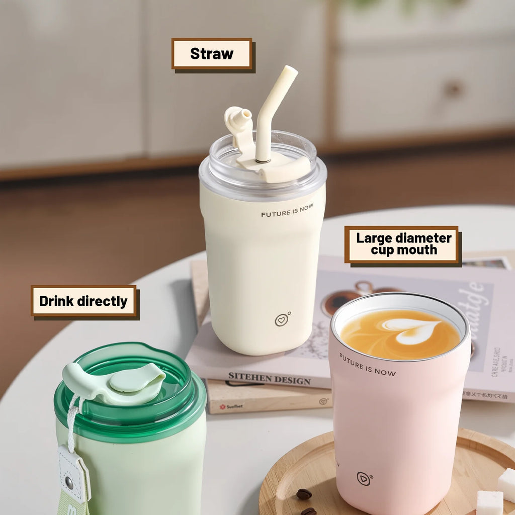 14oz Tumbler Cup With Lid And Straws， Insulated Water Bottle For Home, Stainless Steel Coffee Mug ,travel Leak-proof metal cup,