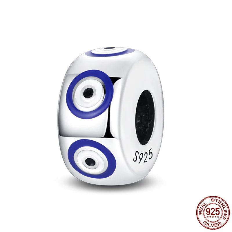 100% Real 925 Sterling Silver Classic Devil's Eye Charms Beads For Women Fit Original Qikaola Bracelets Fine DIY Jewelry Making