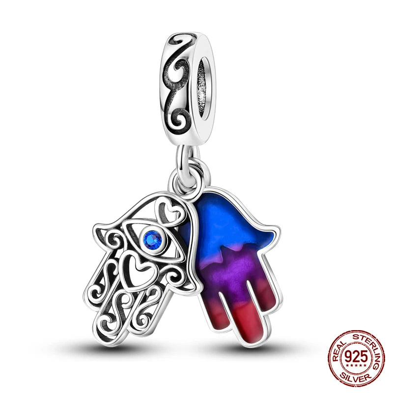 100% Real 925 Sterling Silver Classic Devil's Eye Charms Beads For Women Fit Original Qikaola Bracelets Fine DIY Jewelry Making