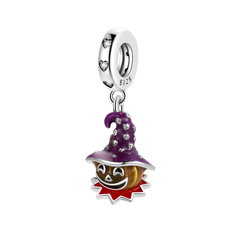 Halloween Dark Demons Pumpkin Bat 925 Sterling Silver Bead Charm Hang Fit Original Bracelet Necklace DIY Fashion Jewelry Making﻿