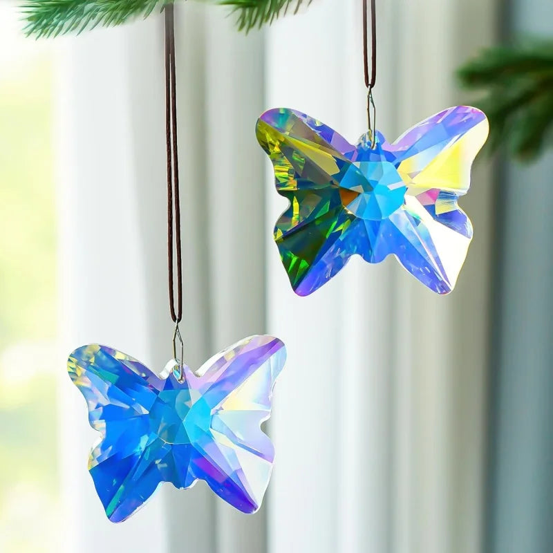 Crystal Hanging Butterfly Dolphin Prism Suncatcher Butterfly Sun Catcher for Window Garden  Indoor Outdoor Home Christmas Decor