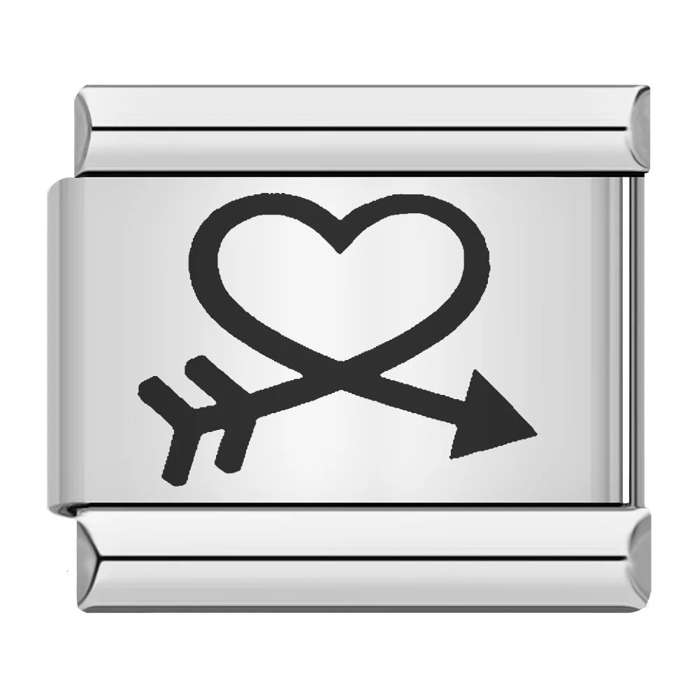 Fashion Romantic Heart I Love Dad Mum You Dogs Links Charm Fit 9mm Bracelet Stainless Steel Valentine's Day Jewelry DIY Making