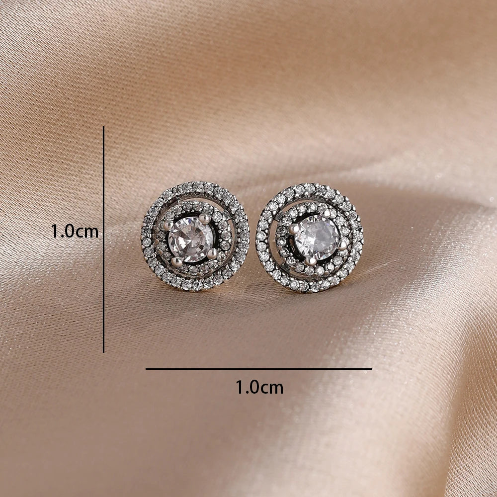 2025 New 925  silver earrings with sparkling red heart and pink bow earrings that fit original women's jewelry DIY birthday gift