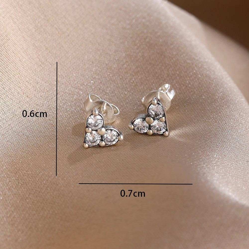 2025 New 925  silver earrings with sparkling red heart and pink bow earrings that fit original women's jewelry DIY birthday gift