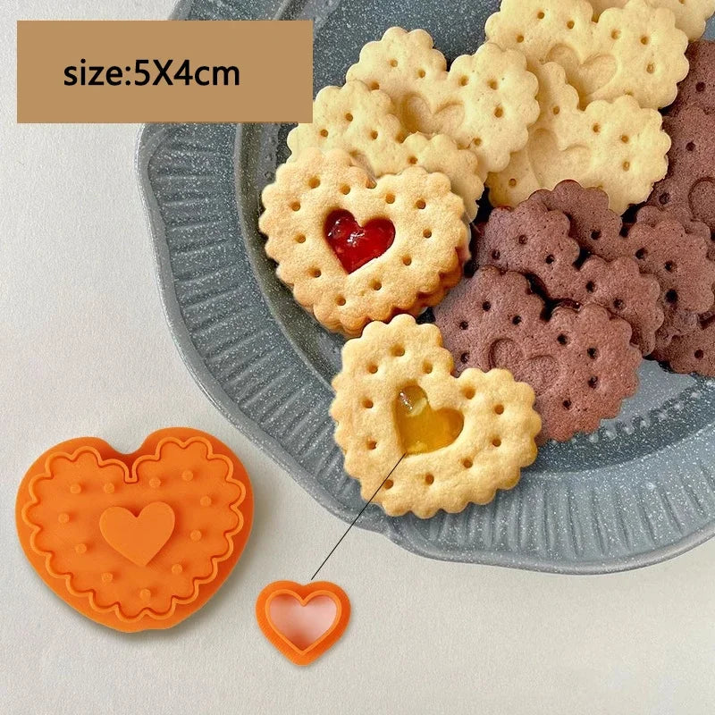 1PC Jam sandwich biscuit cutting machine Soft Candy Decorative Biscuit Mold   Baking cookie mold Baking products