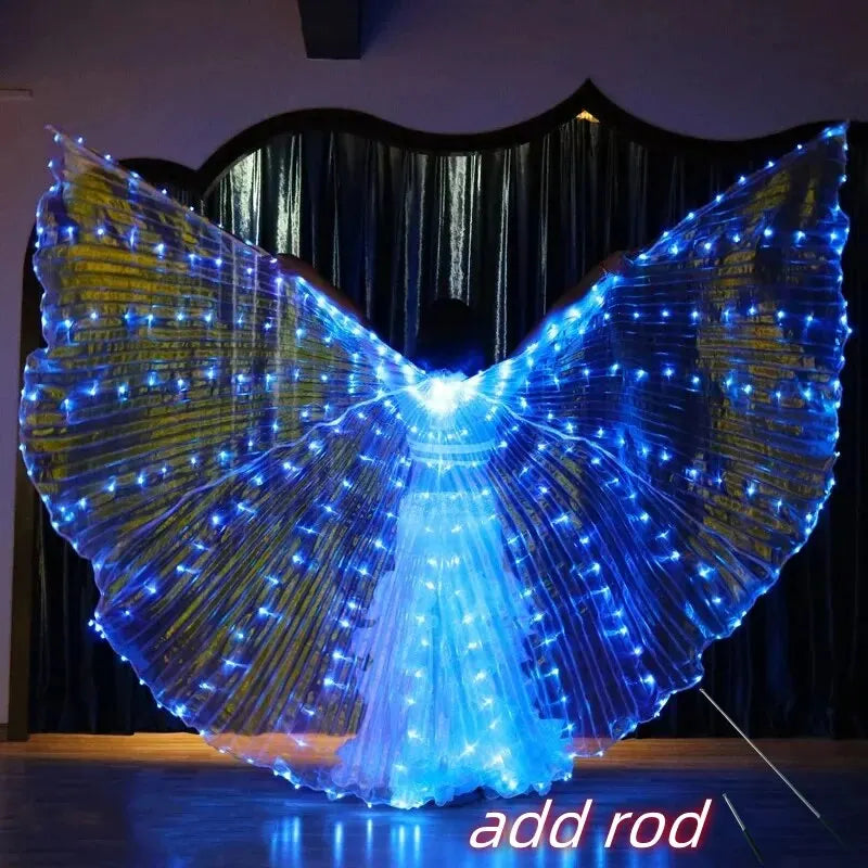 Angelodini LED Wings Adult Children Costume Cape Circus Led Light Luminous Costumes Party Show Led Isis Wings Dancewear