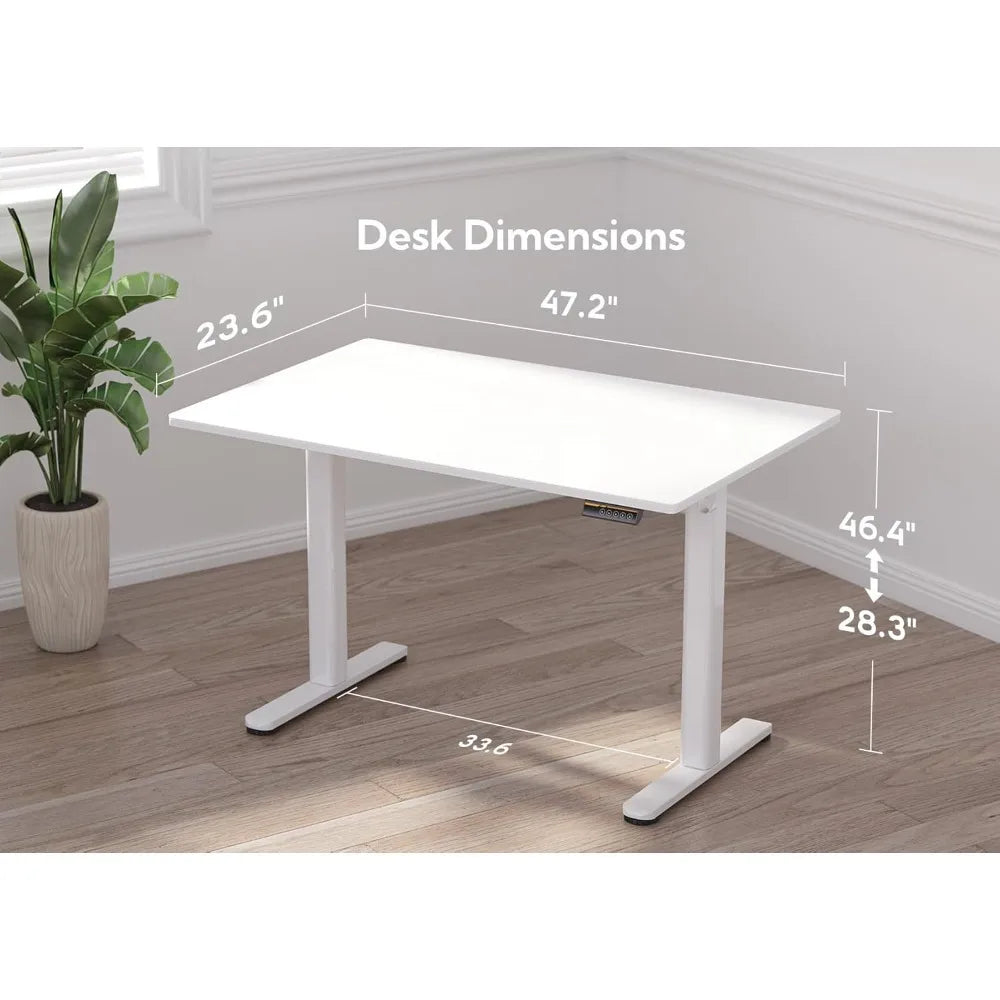 Hot Sale.White Glass Standing Desk, 48x24 Inch White Standing Desk Adjustable Height Electric Stand Up Quick Install - Popular