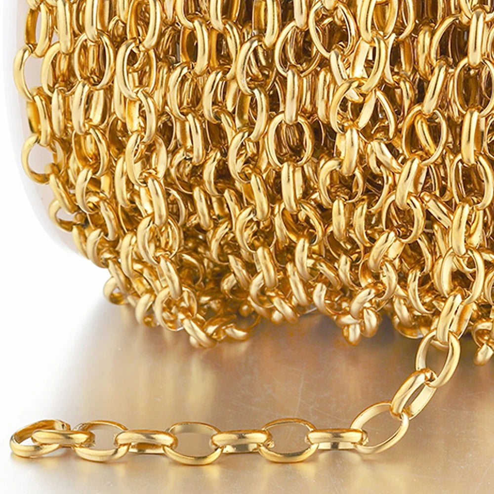 1meter Gold Stainless Steel Chain Multi Styles Star Thick Cable Curb Chains for Necklace Bracelet Jewelry Making DIY No Fade