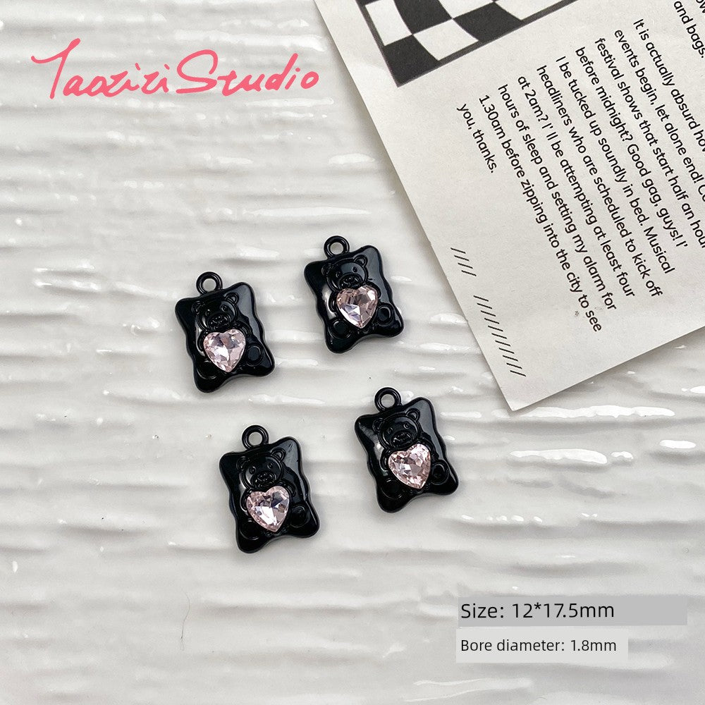 Sweet Cool Black Pink Sexy Liquid Alloy Pendant DIY Handmade Beaded Material Bracelet Necklace Ornament Bead Accessories