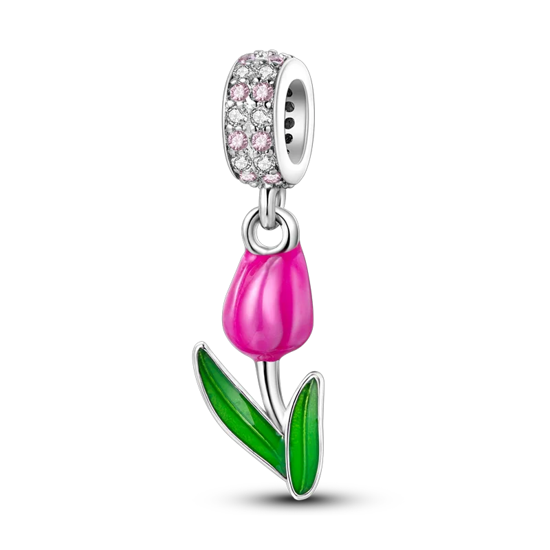 New 925 Sterling Silver Cactus Four Leaf Clover Charm Spring Green Series Bead Pendant For Original Beads Bracelet DIY Jewelry