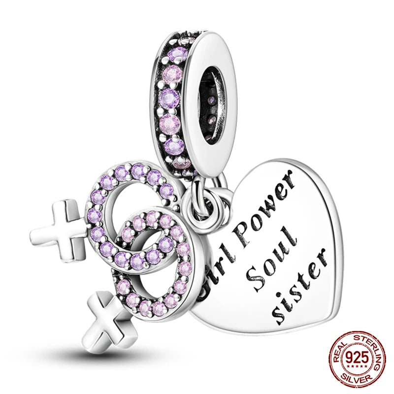 Real 925 Sterling Silver Pink Series Heart Charms Beads Fit Qikaola 925 Original Bracelets DIY Mother's Day Jewelry Gift For Mom