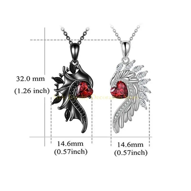 D46E Pendant Necklaces Angel Devil Wing Pendant Necklace Jewelry Alloy Material