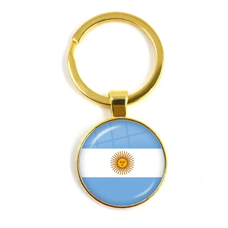 National Flag Round Keychain Korea, Serbia, Russia, Slovenia, Argentina, the United States, Turkey, Spain, Dominica Keyring Gift