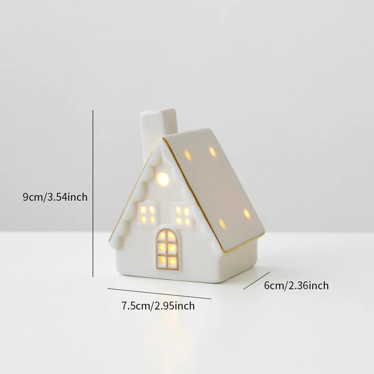 1 Piece Ceramic Glowing Ceramic House Decorative Ornament for Living Room Festive Wedding Family Table Decoration Holiday Gift
