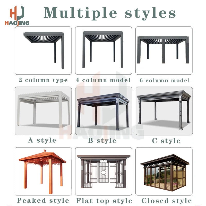 Outdoor Garden Gazebo Sun Room Waterproof Aluminum Pavillion 4x3 3x6 Metal Pergola Bioclimatica Exterior  for Villa Customized