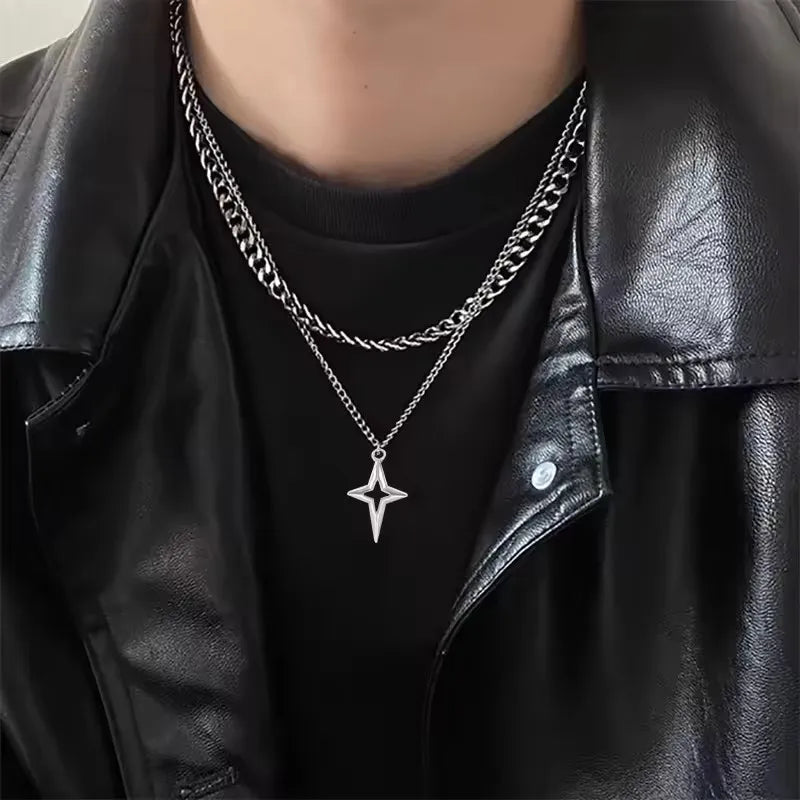 Punk Rock Y2K Black Star Cross Red Heart Pendant Ghost Claw Choker Chain Necklace Men Women Goth Vintage Grunge EMO Accessories
