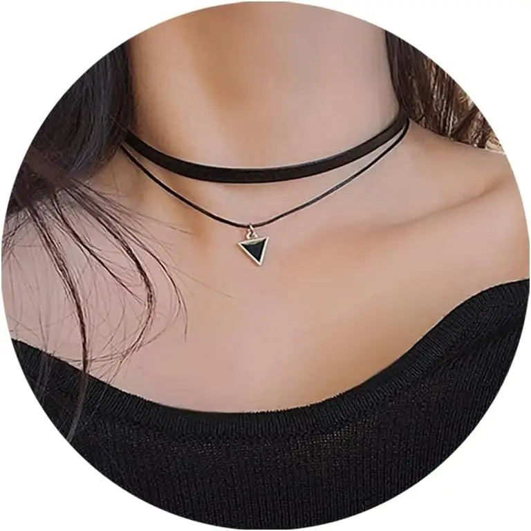 Black Necklaces for Women, Adjustable Layered Velvet Leather Lace Collar choker Necklaces, Goth Jewelry Gifts.