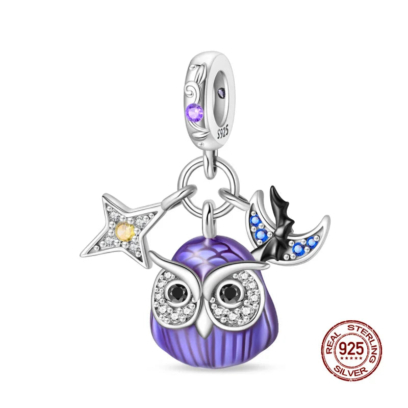 Original Charms 925 Silver Halloween Series & Flying Witch Pendant Charms Fits 3mm Original Bracelet For Women DIY Jewelry Gifts