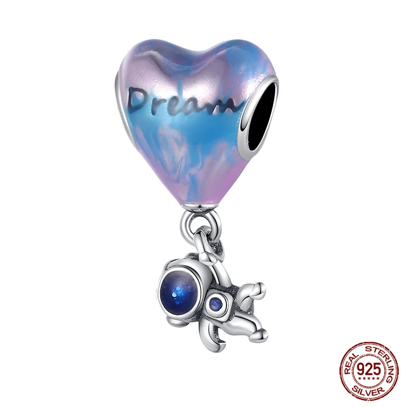 Fit Qikaola 925 Original Bracelet Fashion Bee Astronaut Eiffel Tower 925 Silver Charms Beads Fine DIY Birthday Jewelry For Women