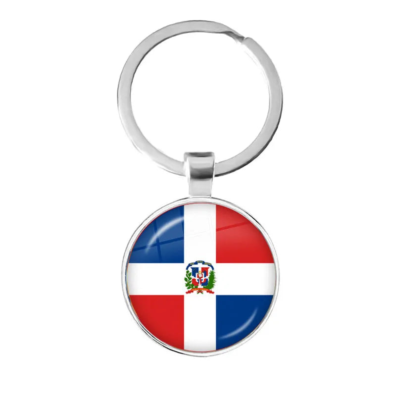 National Flag Round Keychain Korea, Serbia, Russia, Slovenia, Argentina, the United States, Turkey, Spain, Dominica Keyring Gift