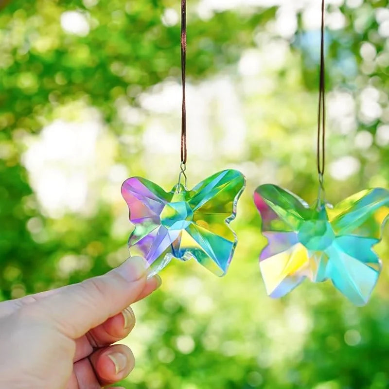 Crystal Hanging Butterfly Dolphin Prism Suncatcher Butterfly Sun Catcher for Window Garden  Indoor Outdoor Home Christmas Decor