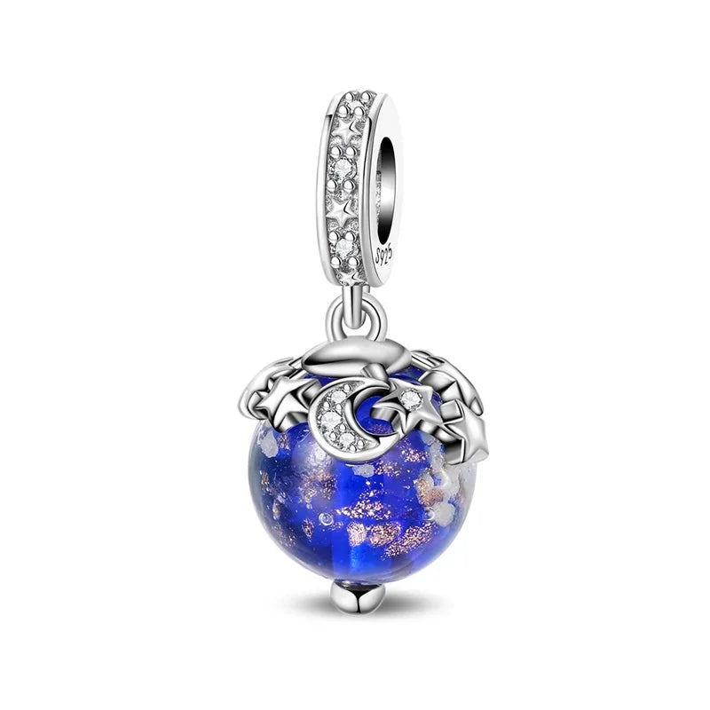 Hot Sale Original 925 Sterling Silver Star & Moon Charms Earrings Ring Beads Pendant Fit Bracelet Necklace DIY Fine Jewelry Gift