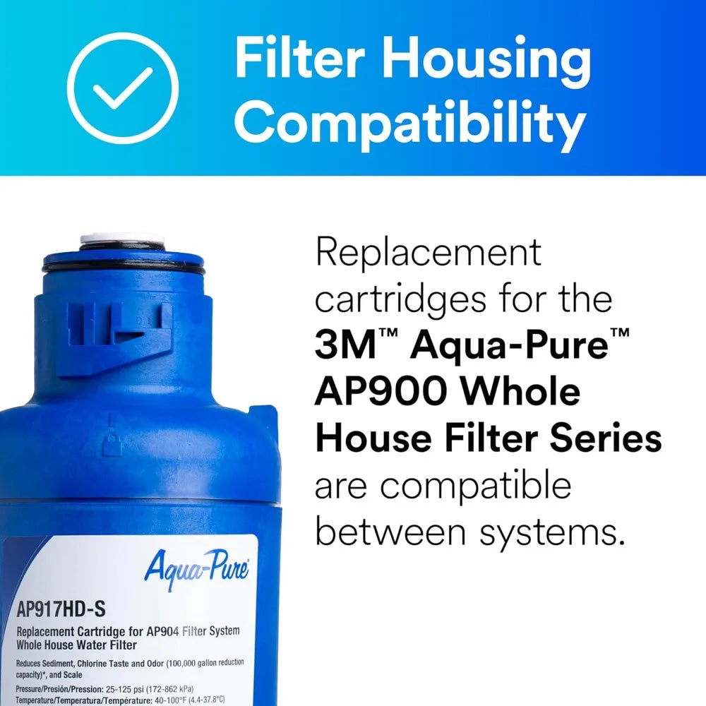 HOME Whole House Sanitary Quick Change Replacement Water Filter AP917HD-S, For System AP904, Reduces Sediment