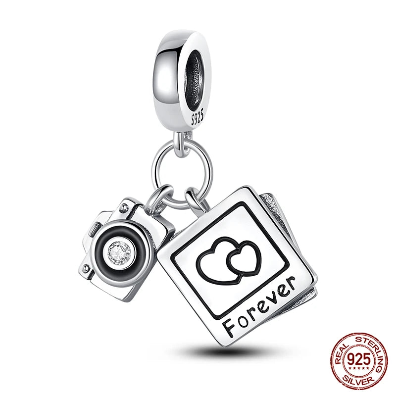 925 Silver Fashion Camera Coffee Cup Flower Charms Beads Fit Qikaola 925 Original Bracelet DIY Birthday Jewelry Making For Women