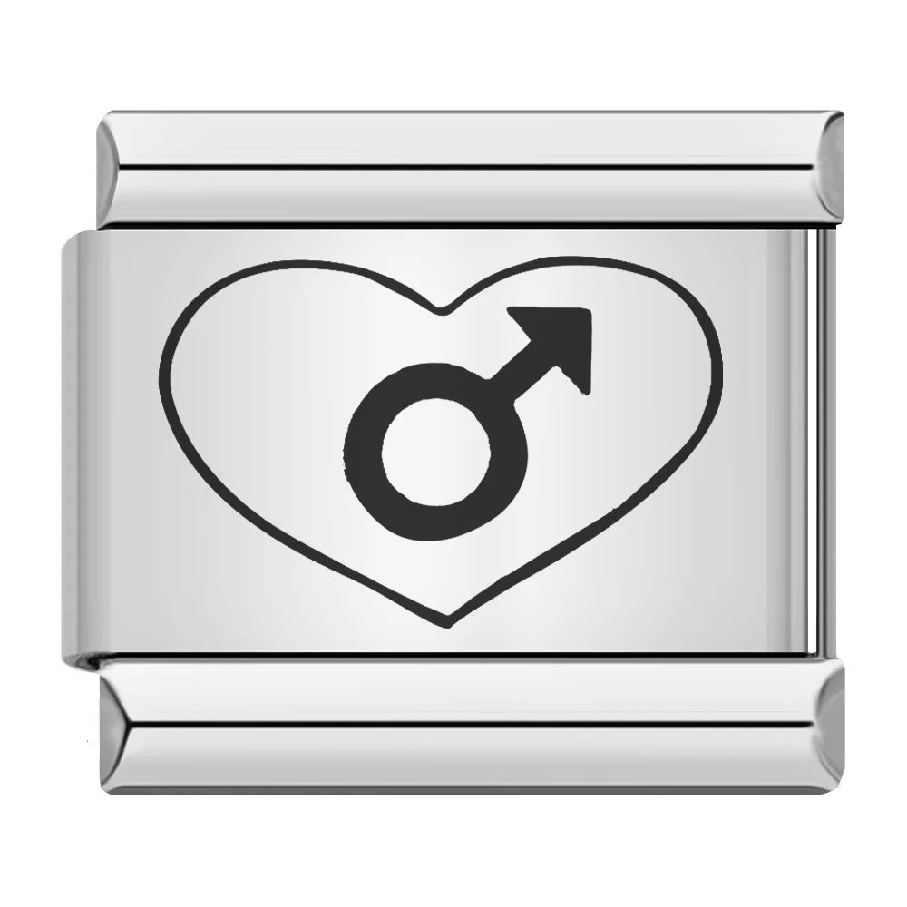 Fashion Romantic Heart I Love Dad Mum You Dogs Links Charm Fit 9mm Bracelet Stainless Steel Valentine's Day Jewelry DIY Making