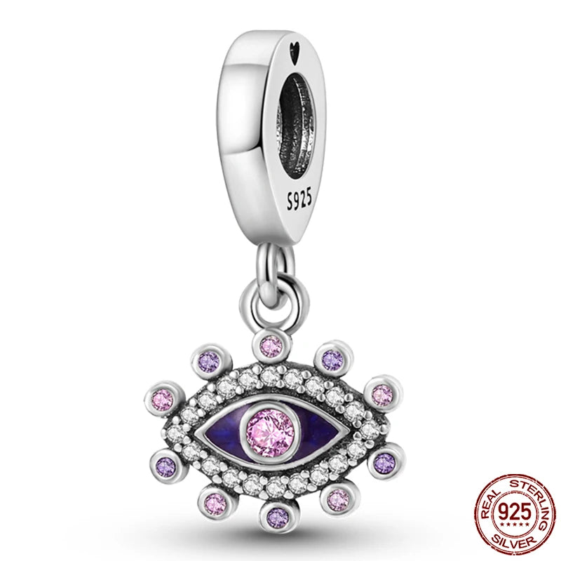 100% Real 925 Sterling Silver Classic Devil's Eye Charms Beads For Women Fit Original Qikaola Bracelets Fine DIY Jewelry Making