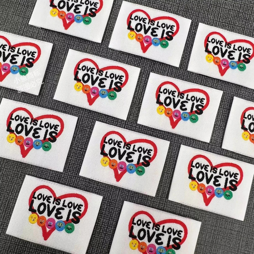 LOVE IS LOVE Woven Label - Cute Cartoon Letter Fabric Patch - DIY Sewing Embroidered Tags for Clothing/Bags/Crafts - Ready Stock