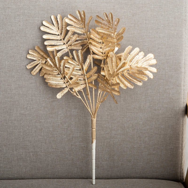 Gold Plastic Artificial Plants Balcony Bonsai DIY Flower Arrangement Eucalyptus Leaves  Autumn Home Party Christmas Decorations