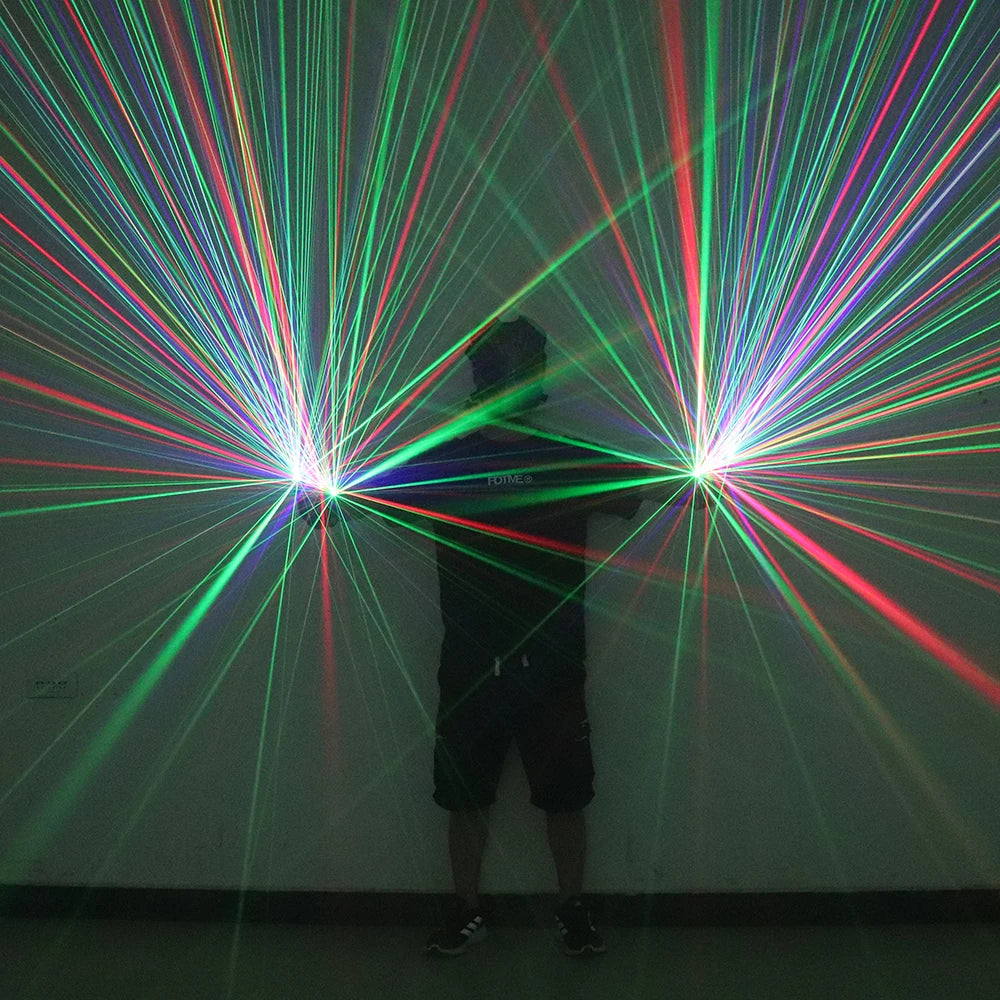 2 in 1 Green Red Blue Laser Gloves Multi-line 4 Heads Beam Light For DJ Disco Christmas Party Nightclub Club Stage Dancing Show