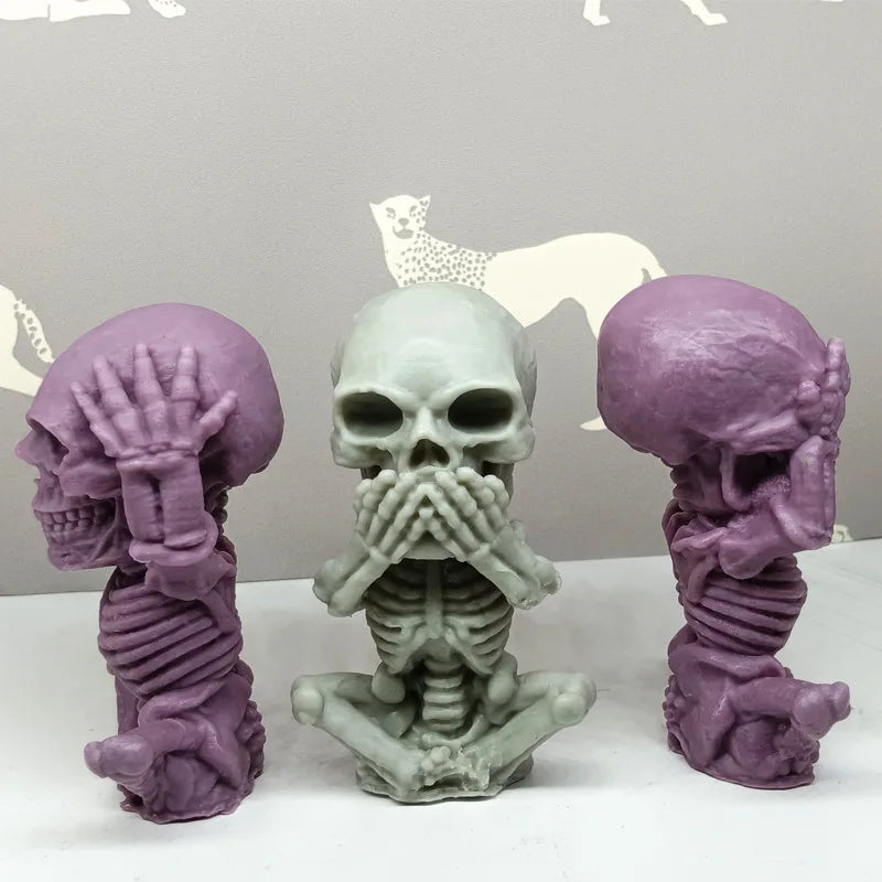 Halloween Fun Skull Silicone Mold 3D Stacked Skull Candle Soap Plaster Crafts Resin Molds Home Decor Halloween Gift Making Tool