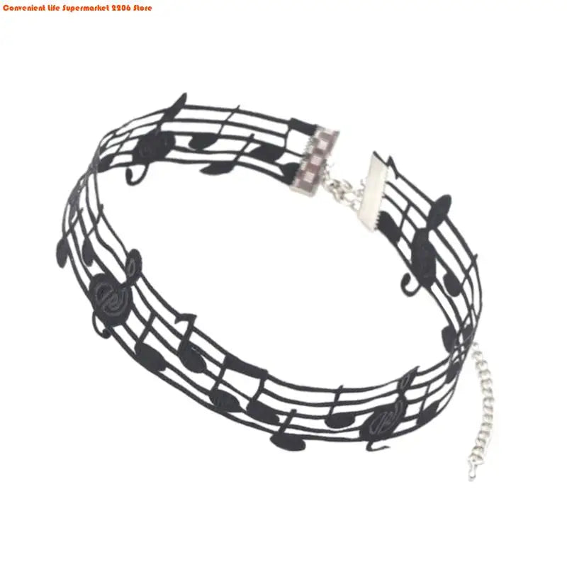 Handmade Black Short Necklace Featuring Unique Musical Note Design Women Jewelry for Fashionable Women and Music Lovers