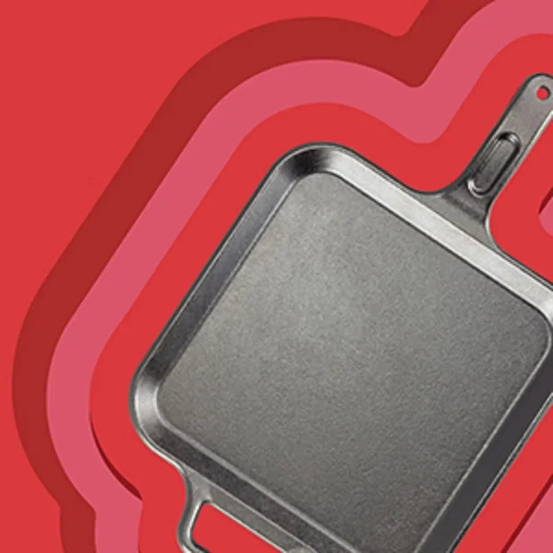 HOME. BOLD 12 Inch Seasoned Cast Iron Square Griddle, Design-Forward Cookware