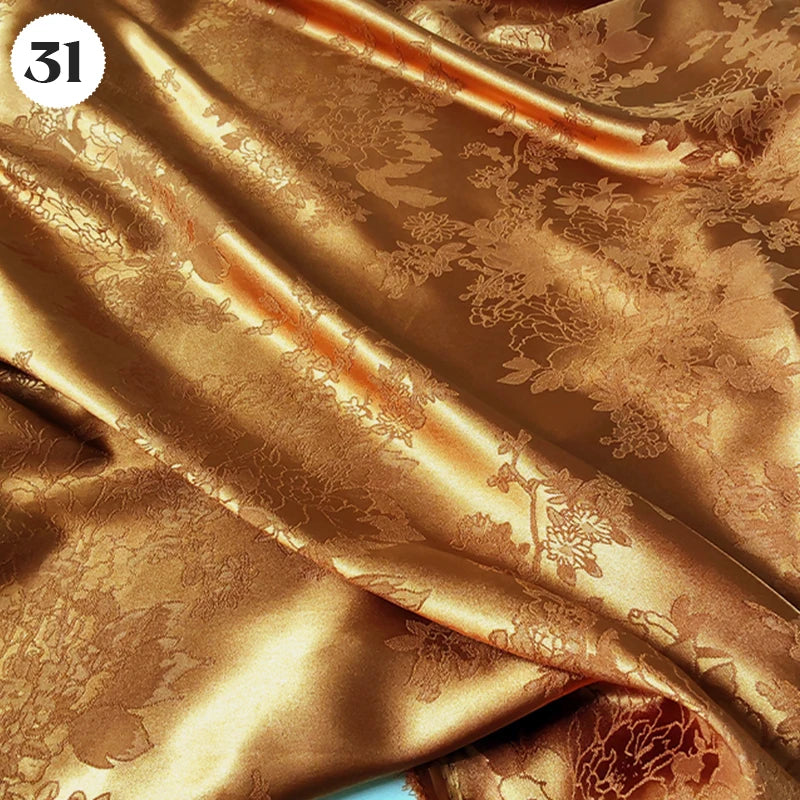Floral Pattern Jacquard Damask Fabric Faux Silk Satin Brocade Fabric For DIY Sewing Cheongsam Hanfu Wedding Dress Garment Decor