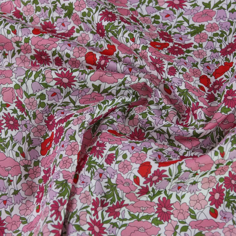 poppy forest pink flowers print custom tana liberty London print fabric 100% cotton lawn for baby dress DIY fabric