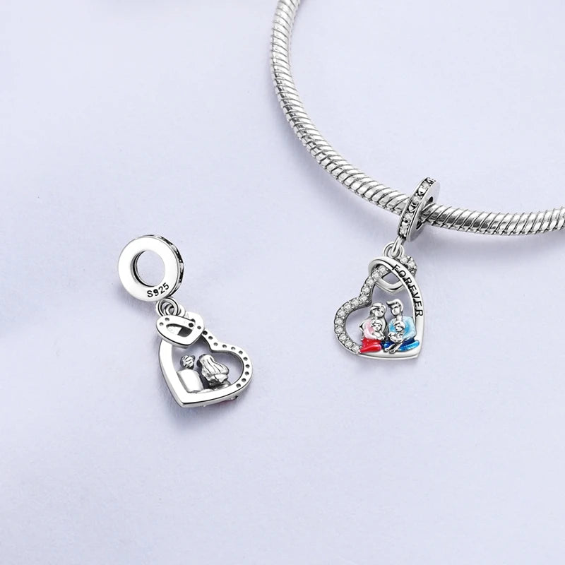 Original Charms Bead 925 Sterling Silver Inlaid Zirconium Bowknot Love Heart Balloon Pendants Fit Bracelet DIY Jewelry Marking