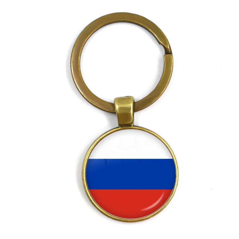 National Flag Round Keychain Korea, Serbia, Russia, Slovenia, Argentina, the United States, Turkey, Spain, Dominica Keyring Gift