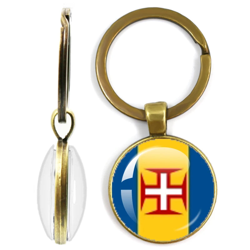 National Flag Glass Double-Sided Keychain Ethiopia Islas Canarias Kenya Sudan Madeira Melilla South Sudan Ceuta Seychelles