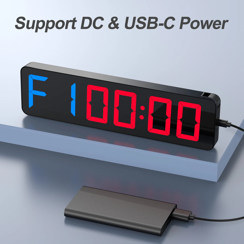 ANJANK Gym Timer 15" Large LED Display Wall Clock,Interval Workout,Count Down & Up,Stopwatch, Adjustable Volume,Upgraded Remote