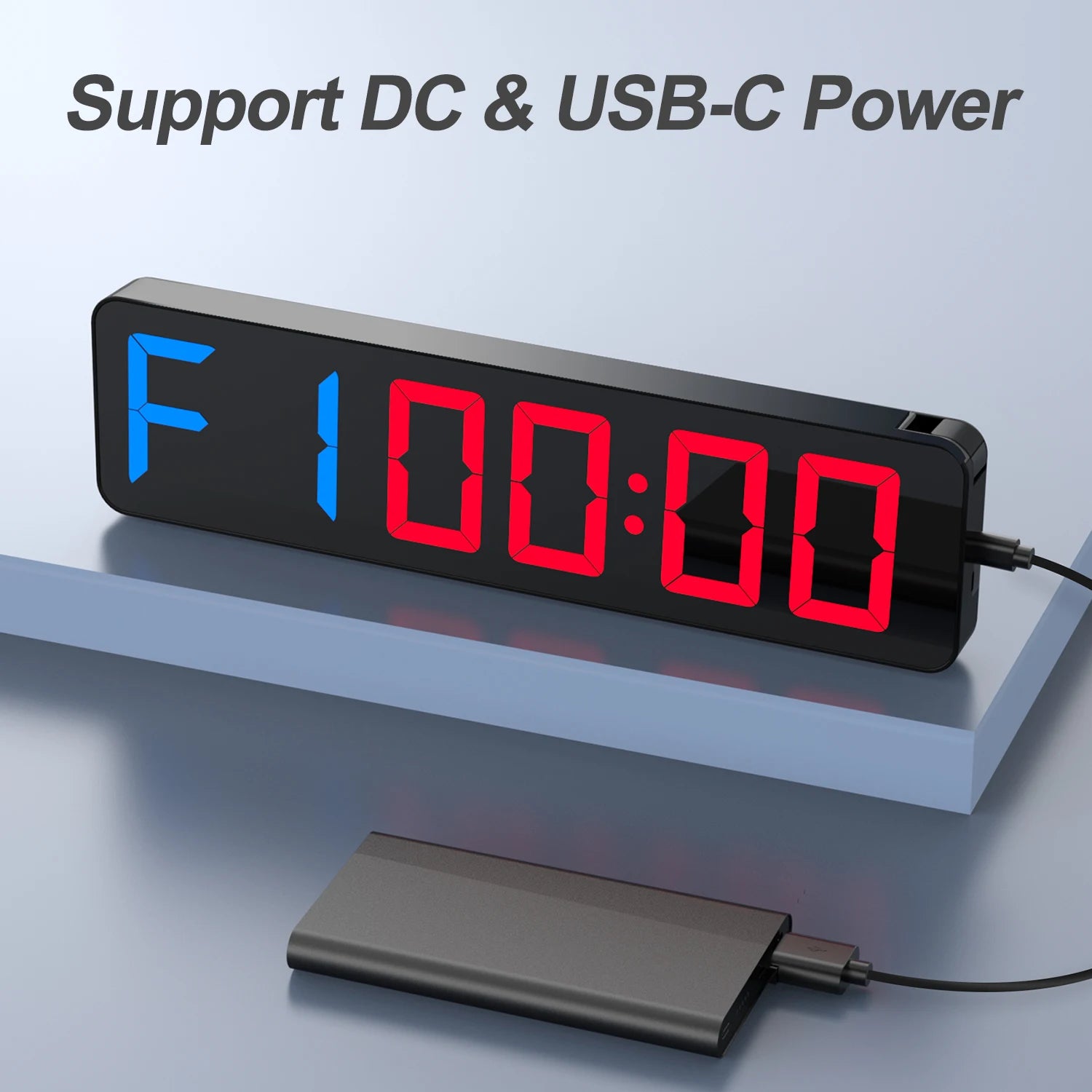 ANJANK Gym Timer 15" Large LED Display Wall Clock,Interval Workout,Count Down & Up,Stopwatch, Adjustable Volume,Upgraded Remote