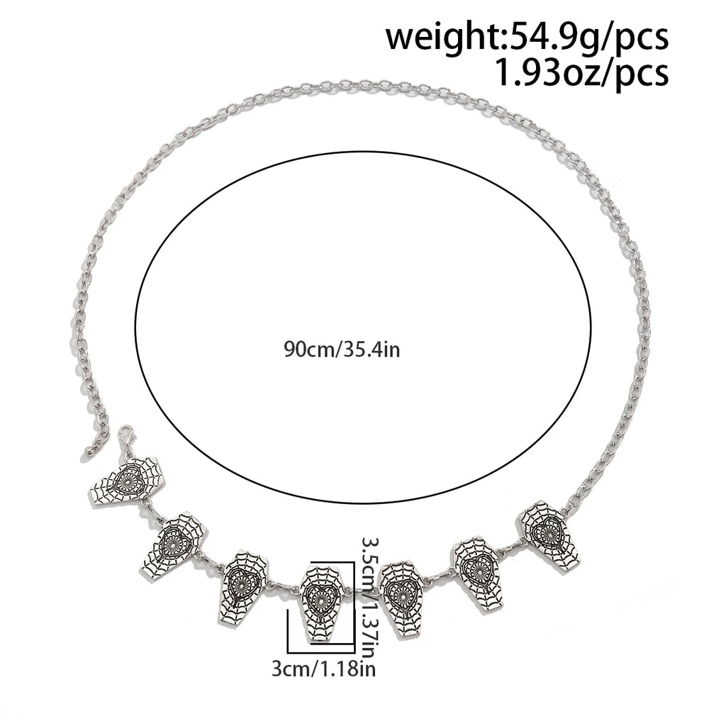 Ingemark Vintage Spider Web Cross Jesus Moon Waist Belly Chain for Women Goth Metal Belt Waistband Halloween Body Jewelry Gift