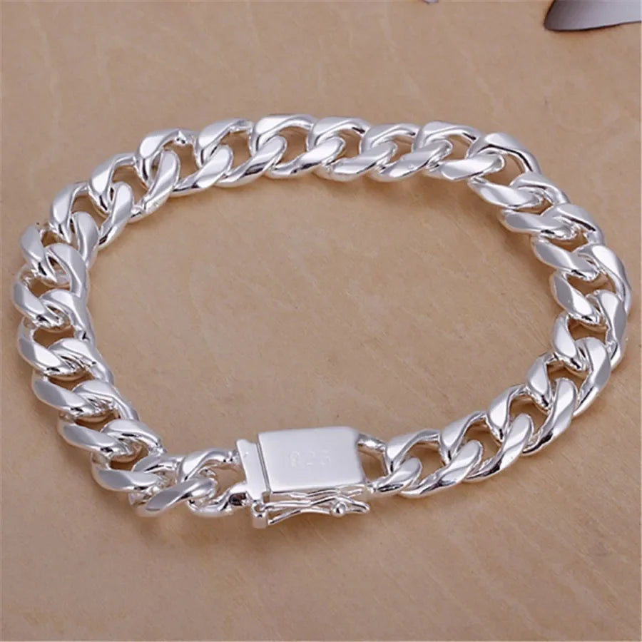 925 Sterling Silver Chain Exquisite Twisted Bracelet Fashion Charm Chain Women Men Solid Wedding Cute Simple Models Jewelry
