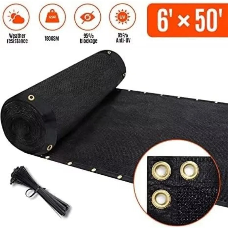 180GSM 6ft x 50ft Fence Privacy Screen Heavy Duty Fence Cover Garden Wall Backyard Black table and chairs set