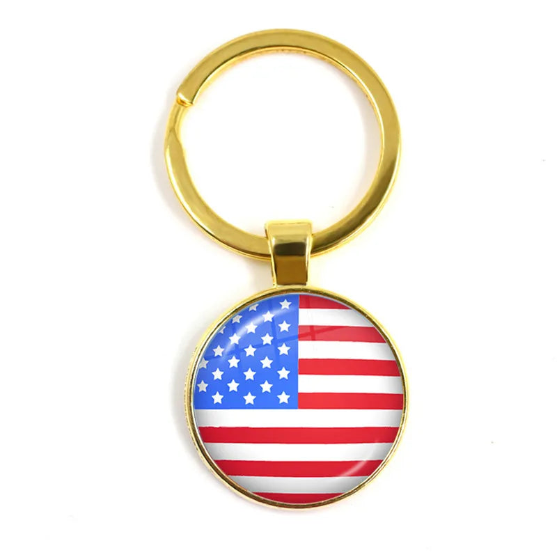 National Flag Round Keychain Korea, Serbia, Russia, Slovenia, Argentina, the United States, Turkey, Spain, Dominica Keyring Gift