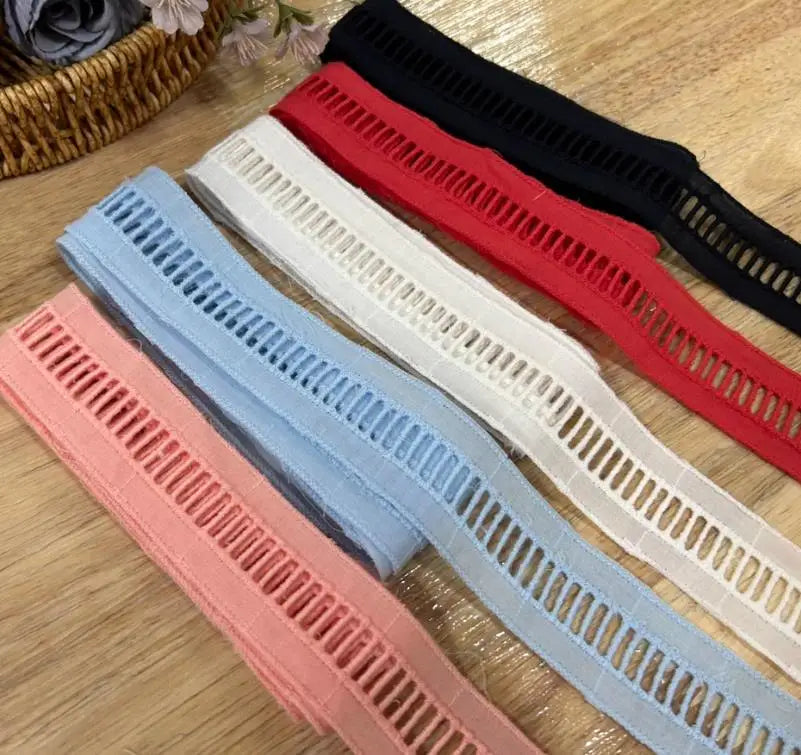 Novelty 3 Meters Clothes Laciness Accessories High Quality Pink Blue Red Cotton Cloth Embroidery Lace Trim 3.3cm Width