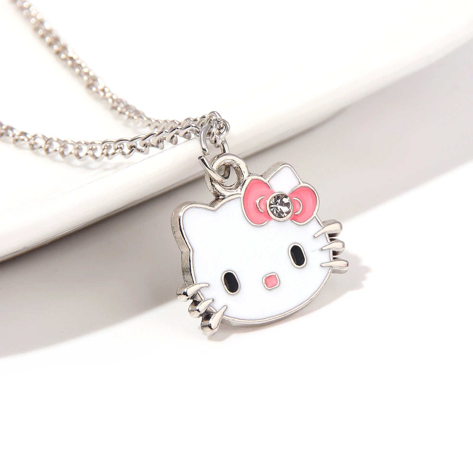 Anime Cartoon Sanrio Hello Kitty Pendant Necklace Fashion Bow Cute Cat Necklace for Women Jewelry Accessories Gifts